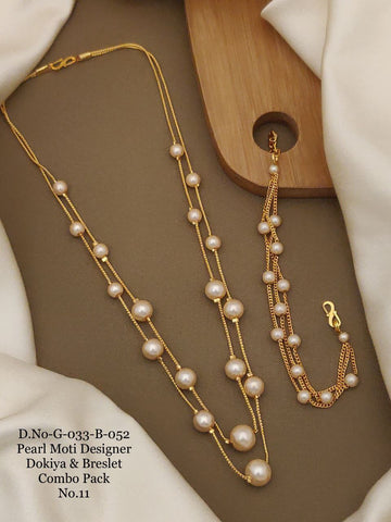 Combo Of Pearls Moti Dokiyu With Bracelet