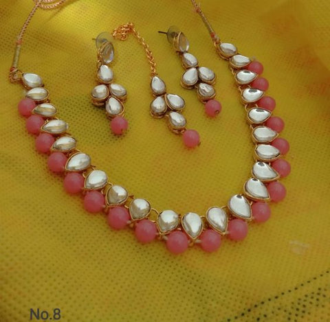 Women's Pink Pearls Necklace set