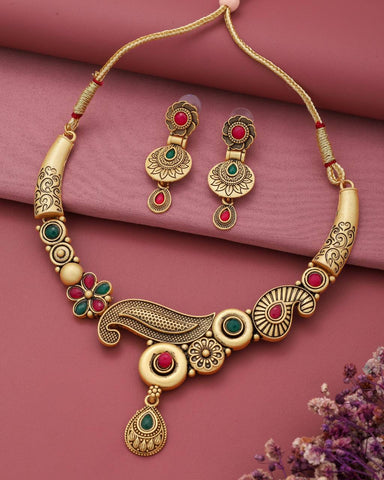 New Arrival Copper Choker Necklace With Earrings